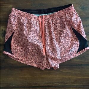 Nike Women's Coral and Black Athletic Shorts